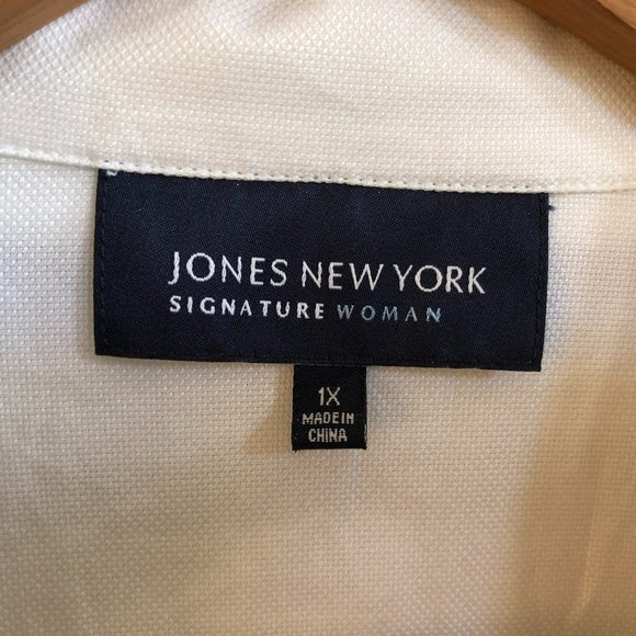 NWT Jones New York White Oxford Tuxedo Blouse 1X - Picture 4 of 9